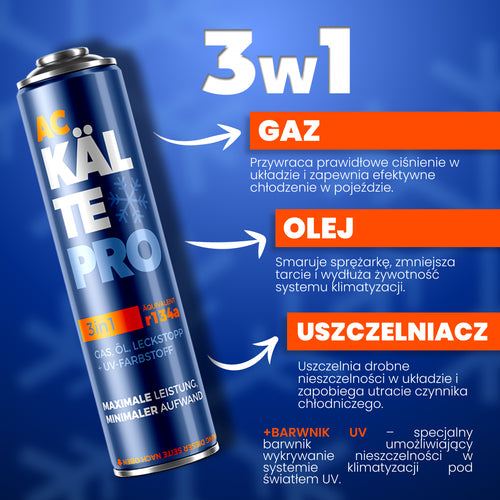 KÄLTEPRO 3in1 Set - entspricht 755g Kältemittel R134a + Schlauch