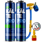 Set 2X KÄLTEPRO 5in1 - equivalente a 1510g di refrigerante R134a + tubo + adattatore HP/LP