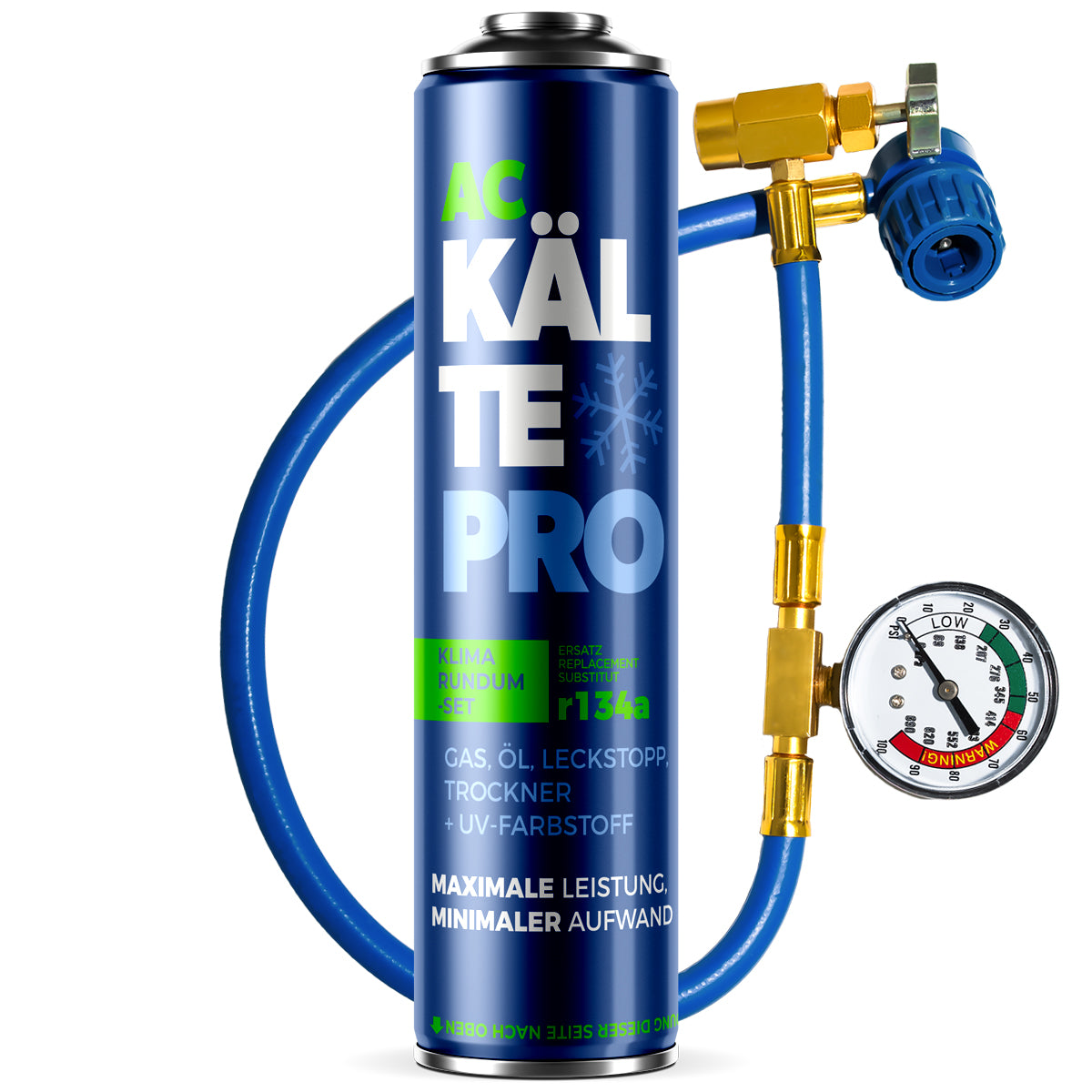 KÄLTEPRO 5-in-1 Set - Äquivalent zu 755g Kältemittel R134a + Schlauch