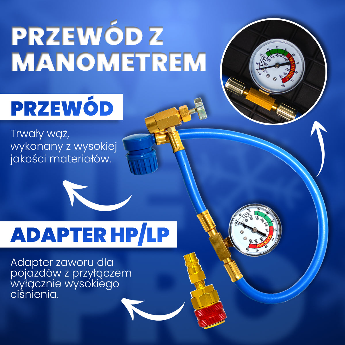 KÄLTEPRO 5in1 Set - Äquivalent zu 755g Kältemittel R134a + Schlauch + HP/LP-Adapter